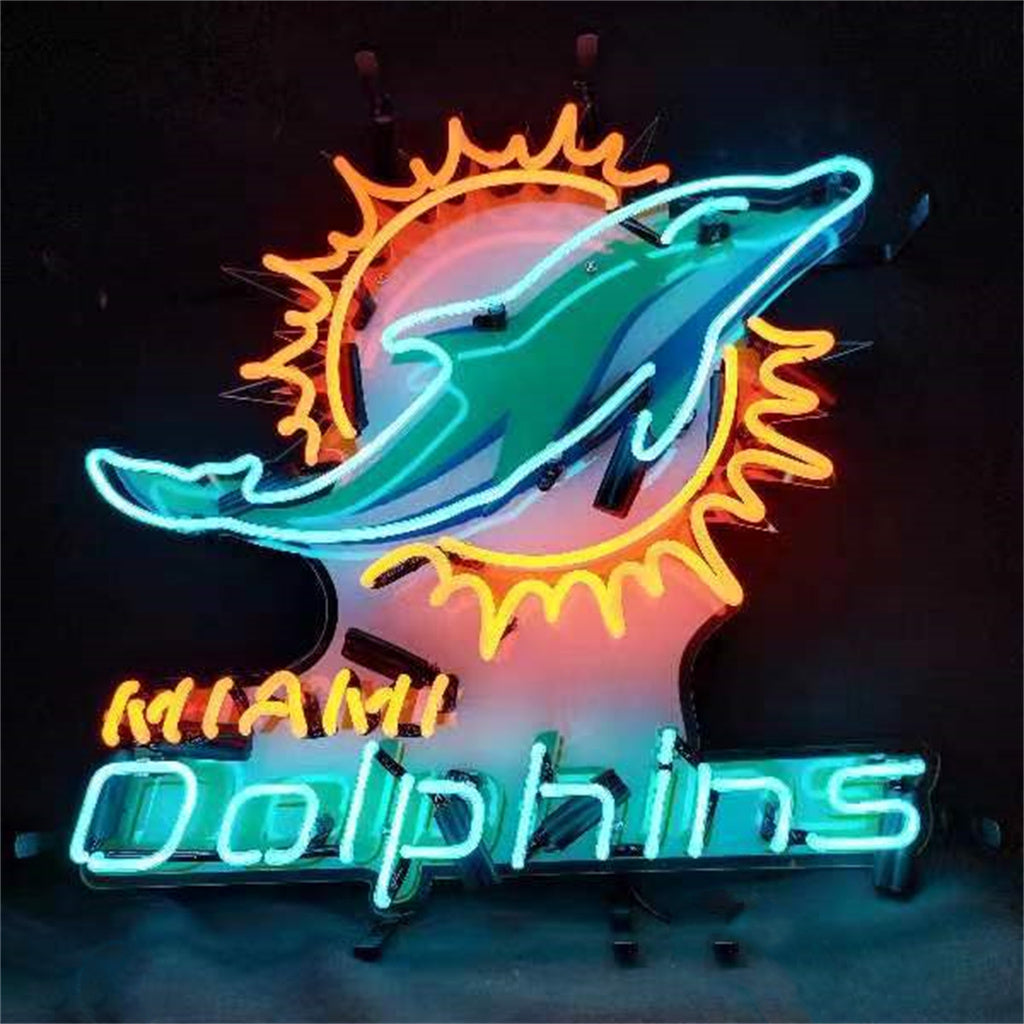 Miami Dolphins With Acrylic Logo Neon Signs Light - MEX379-  DRIVEN - 1