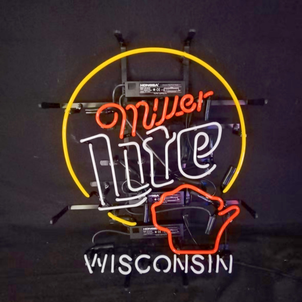 Miller Lite &Wisconsin State Neon Signs - ME941-  DRIVEN - 3