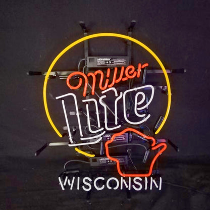 Miller Lite &Wisconsin State Neon Signs - ME941-  DRIVEN - 3