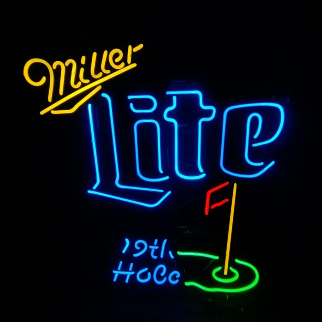 Yellow Miller Lite 19th Hole Neon Signs - CN040-  DRIVEN - 2