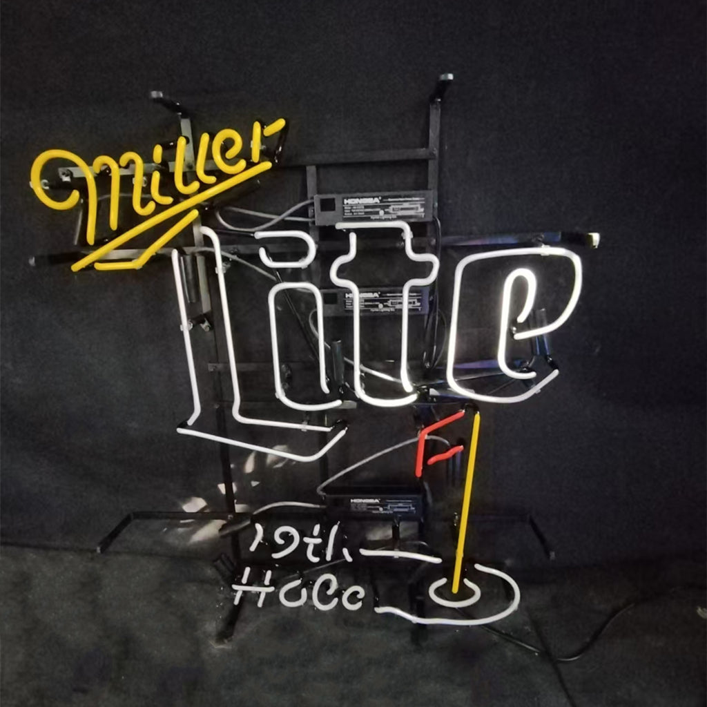 Yellow Miller Lite 19th Hole Neon Signs - CN040-  DRIVEN - 3
