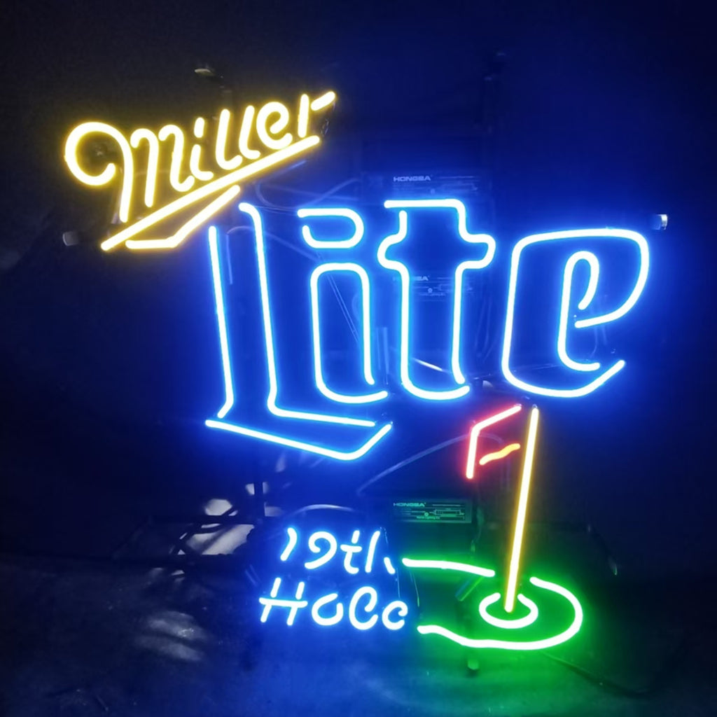 Yellow Miller Lite 19th Hole Neon Signs - CN040-  DRIVEN - 1