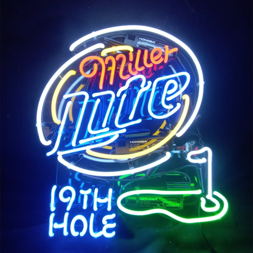 Miller Lite 19th Hole Golf Neon Light Sign - ME329B-  DRIVEN - 1