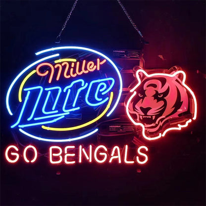 Miller Lite Cincinnati Go Bengals Neon Light Sign - MEX378-  DRIVEN - 1