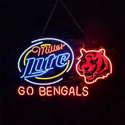 Miller Lite Cincinnati Go Bengals Neon Light Sign - MEX378-  DRIVEN - 2