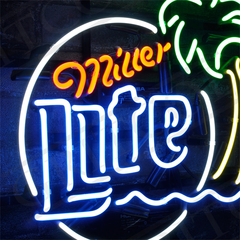 Miller Lite Palm Tree Sun Neon Signs Light - MEXC015-  DRIVEN - 3