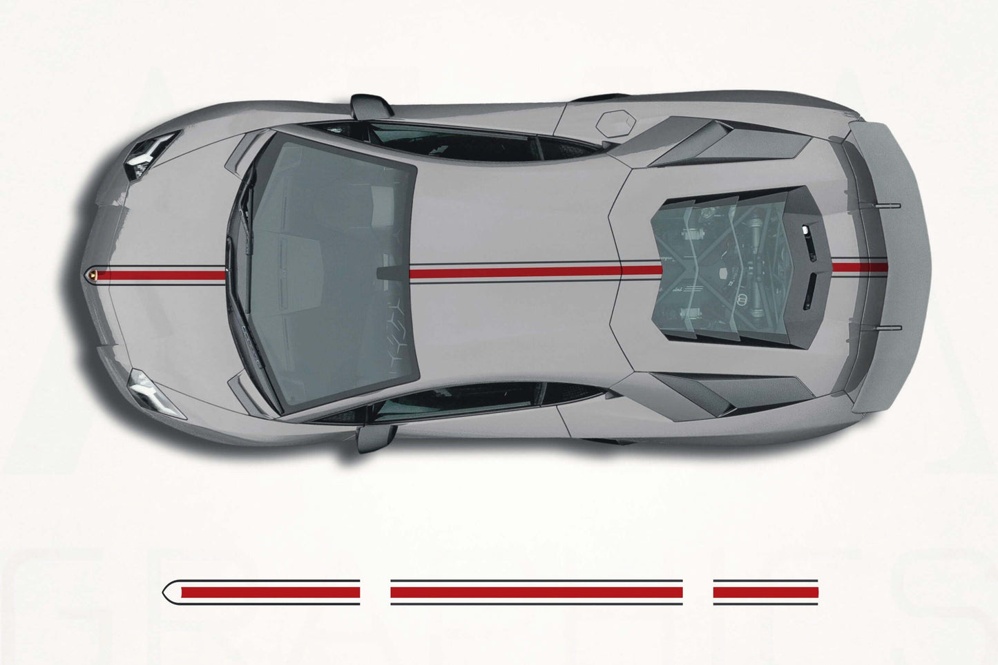 Lamborghini Aventador Center Stripes Decals - sku-51060842791044-sku-51060842823812-sku-51060842856580-sku-51060842889348-sku-51060842922116-  DRIVEN - 1
