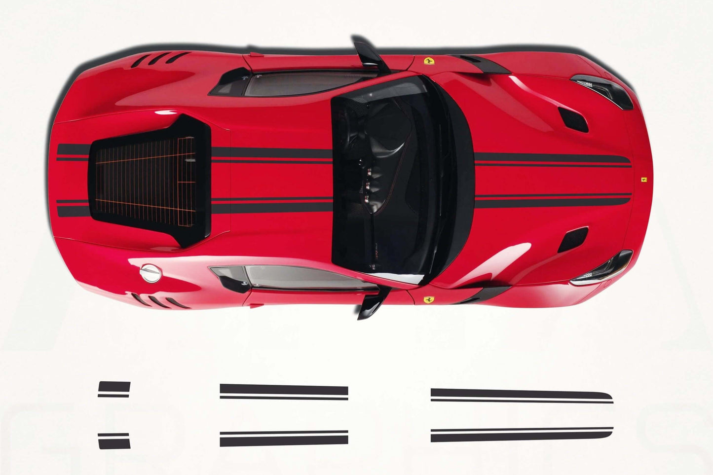 Ferrari F12 Berlinetta Center Stripes Decals - sku-51060836073604-sku-51060836106372-sku-51060836139140-sku-51060836171908-sku-51060836204676-  DRIVEN - 1