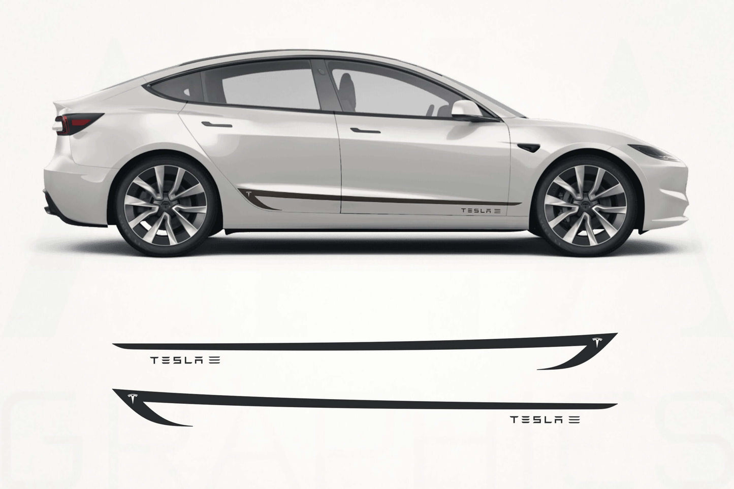 Tesla Model 3 Refresh Side Stripe Graphics (2017–2024) – Premium Vinyl Rocker Panel Decals - sku-51060856619140-sku-51060856651908-sku-51060856684676-sku-51060856717444-sku-51060856750212-  DRIVEN - 1