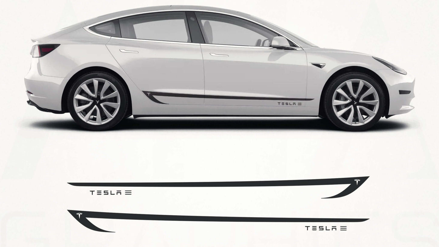 Tesla Model 3 Side Stripe Graphics (2017–2024) – Premium Vinyl Rocker Panel Decals - sku-51060860682372-sku-51060860715140-sku-51060860747908-sku-51060860780676-sku-51060860813444-  DRIVEN - 1