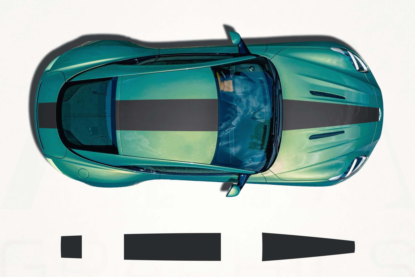 Aston Martin DB12 Center Racing Stripes – Premium Vinyl Decal Kit - sku-51060823261316-sku-51060823294084-sku-51060823326852-sku-51060823359620-sku-51060823392388-  DRIVEN - 1