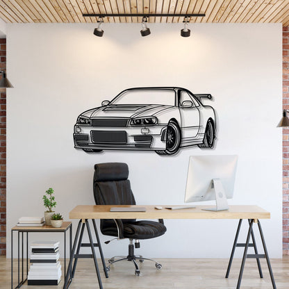 GT-R R34 Perspective Metal Car Wall Art - MT0457 - MT0457B69L-MT0457B80L-MT0457B99L-MT0457B115L-MT0457B140L-  DRIVEN - 1
