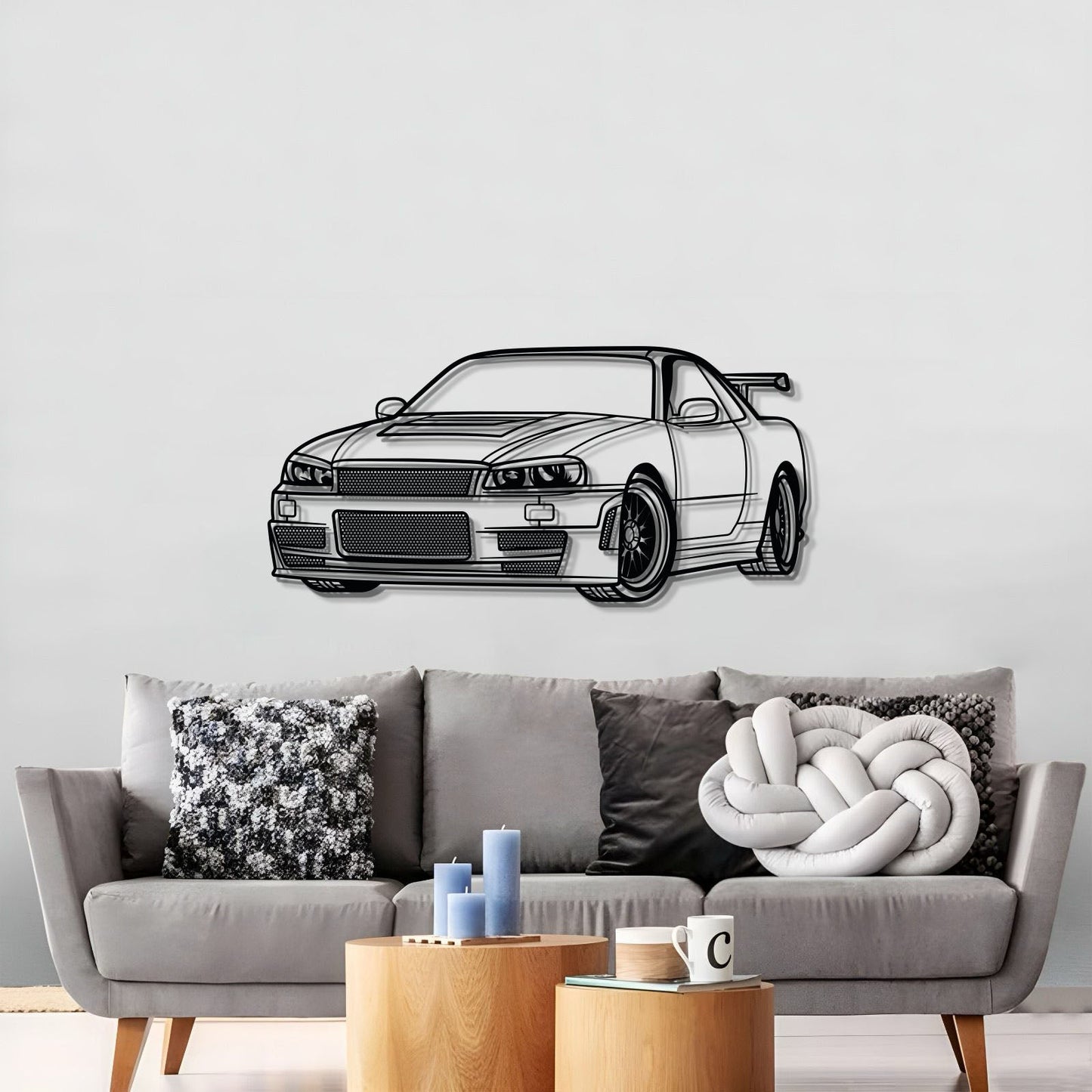 GT-R R34 Perspective Metal Car Wall Art - MT0457 - MT0457B69L-MT0457B80L-MT0457B99L-MT0457B115L-MT0457B140L-  DRIVEN - 3