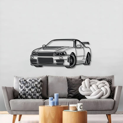 GT-R R34 Perspective Metal Car Wall Art - MT0457 - MT0457B69L-MT0457B80L-MT0457B99L-MT0457B115L-MT0457B140L-  DRIVEN - 3