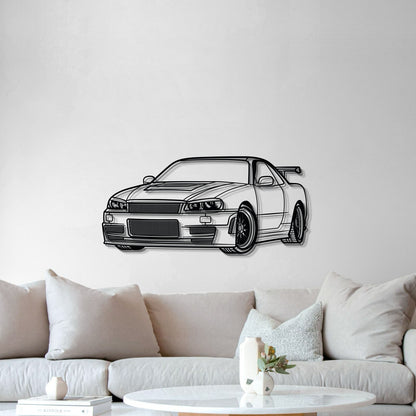 GT-R R34 Perspective Metal Car Wall Art - MT0457 - MT0457B69L-MT0457B80L-MT0457B99L-MT0457B115L-MT0457B140L-  DRIVEN - 5