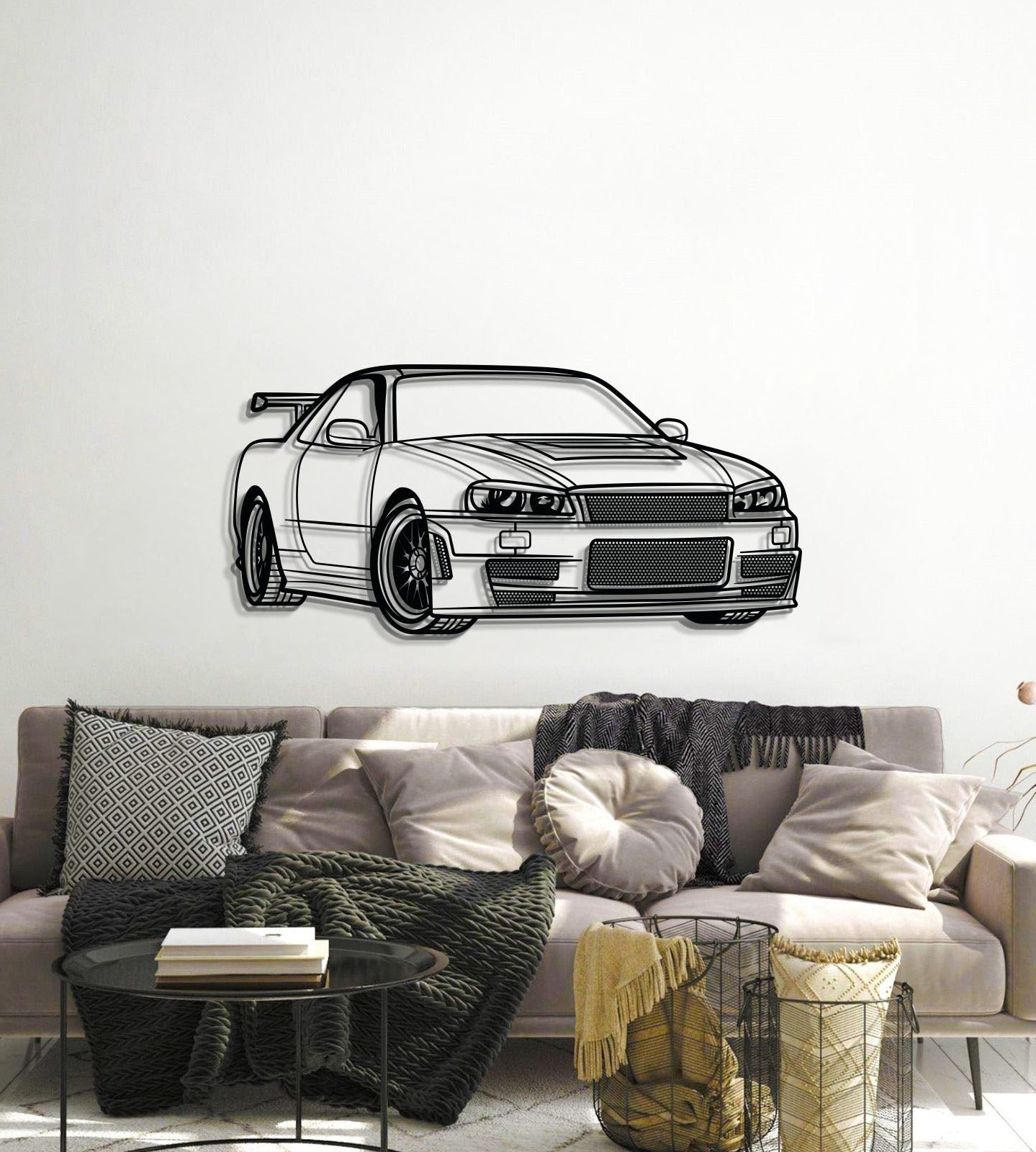 GT-R R34 Perspective Metal Car Wall Art - MT0457 - MT0457B69L-MT0457B80L-MT0457B99L-MT0457B115L-MT0457B140L-  DRIVEN - 6