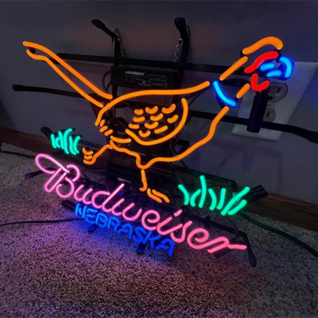 Yellow Pheasant Hunter Budweiser Nebraska Neon Sign Light - ME192B橙鸡粉字-ME192 黄鸡红字-  DRIVEN - 4