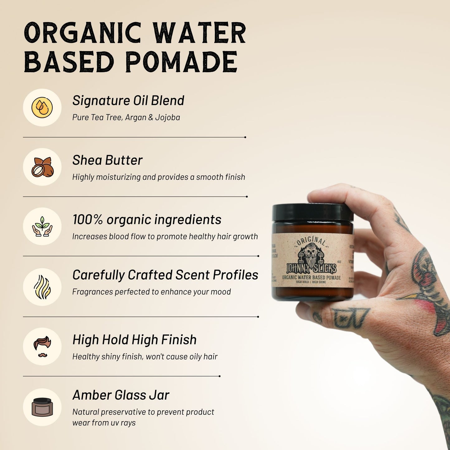 Organic Water Based Pomade - 4OZOGWBP-4OZRUGWBP-  DRIVEN - 4