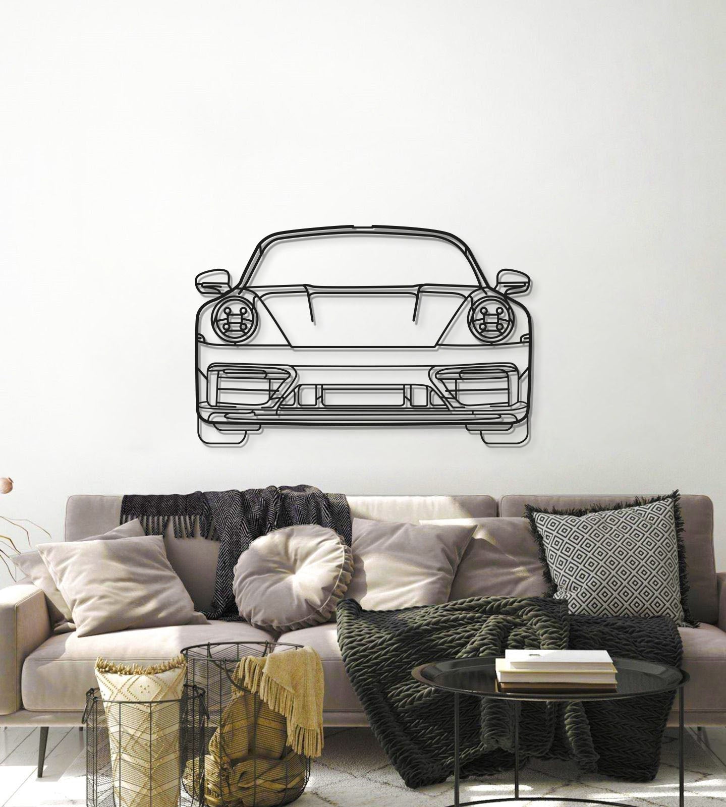 911 Model 992 Front View Metal Car Wall Art - MT0865 - MT0865B69L-MT0865B80L-MT0865B99L-MT0865B115L-MT0865B140L-  DRIVEN - 6