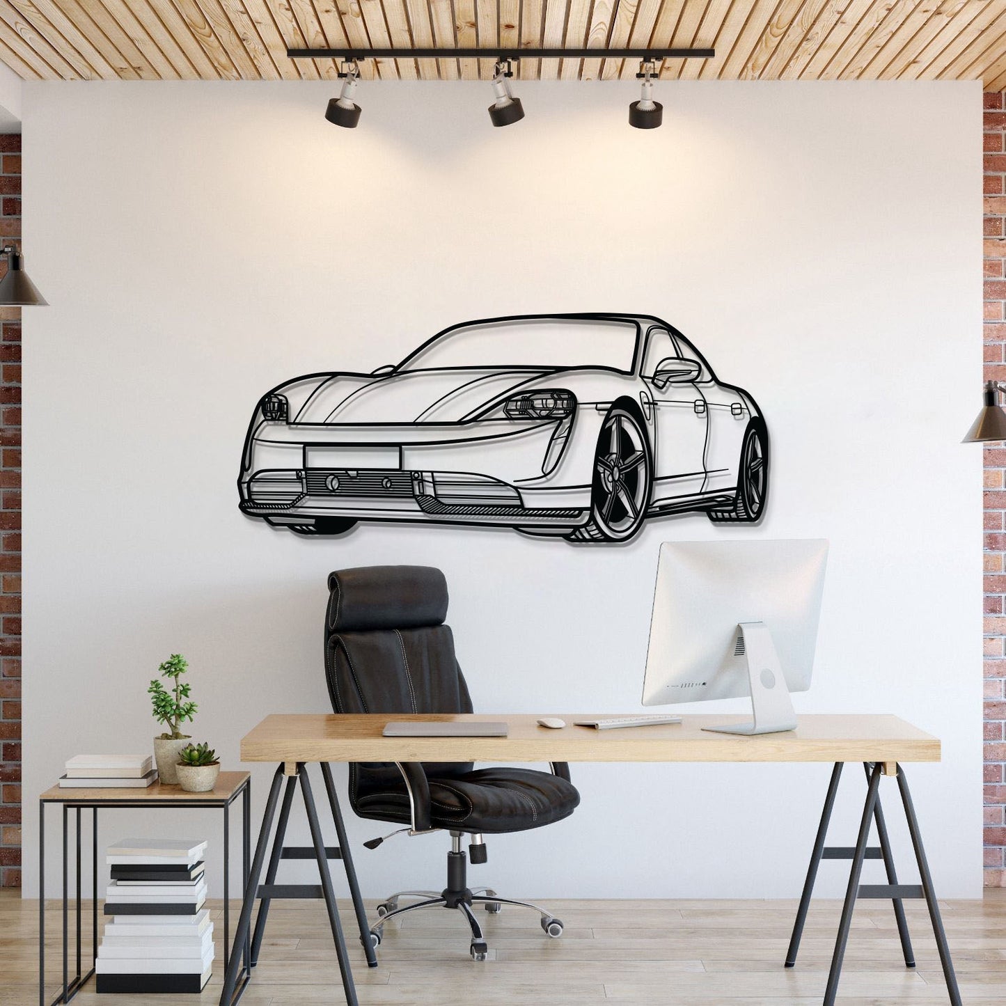 Taycan Perspective Metal Car Wall Art - MT1133 - MT1133B69L-MT1133B80L-MT1133B99L-MT1133B115L-MT1133B140L-  DRIVEN - 1