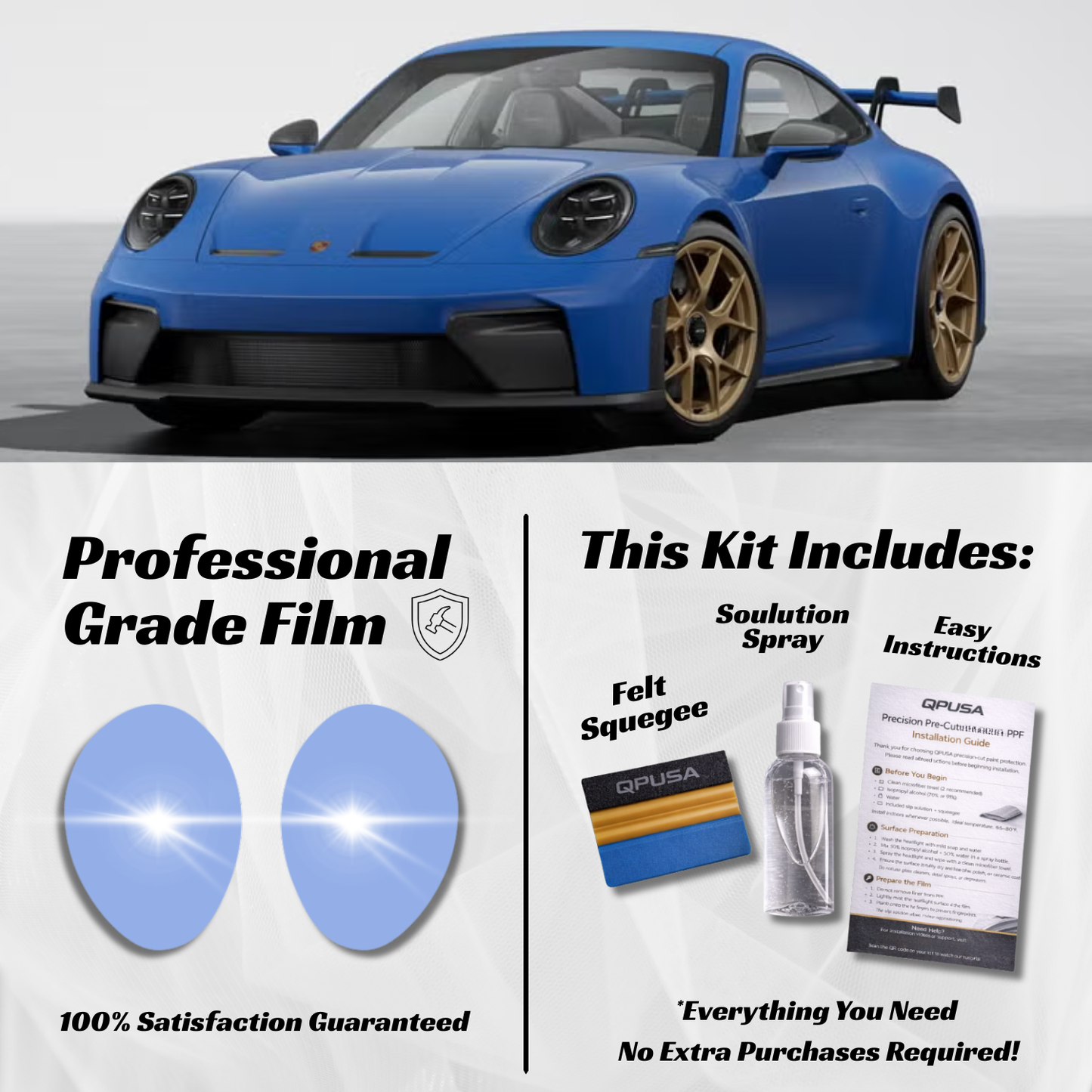 Porsche 911 GT3 Headlight PPF Protection Kit (2025-2026) - sku-51572998439044-  DRIVEN - 1