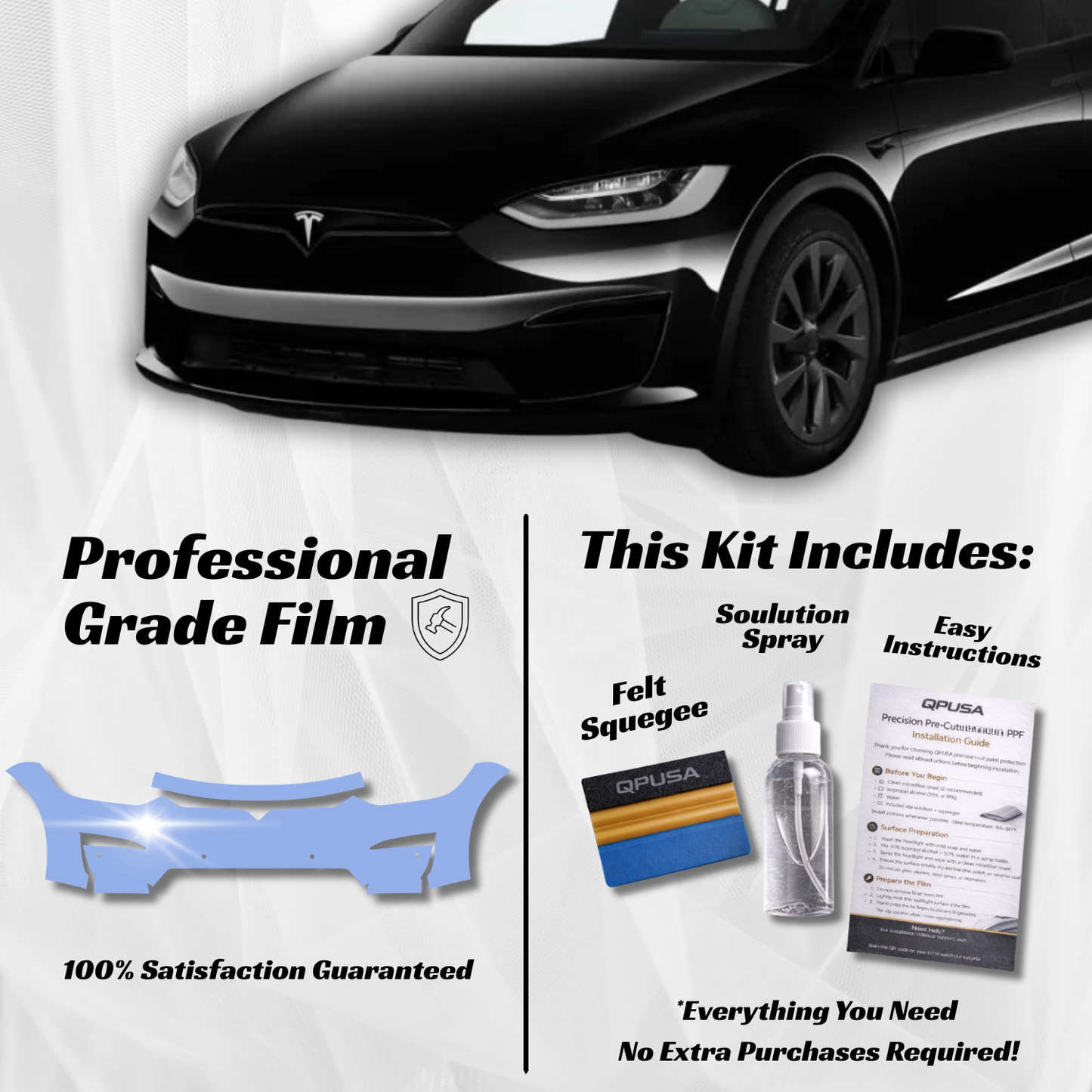 Tesla Model X (2021-2026) Front Bumper PPF Protection Kit - Pre-Cut - sku-51615228395652-  DRIVEN - 1