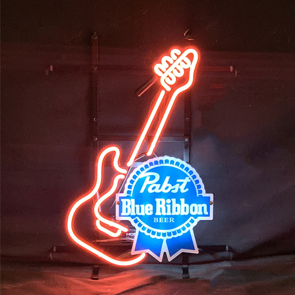 Guitar with Pabst Blue Ribbon Neon Signs - MEX013-  DRIVEN - 1