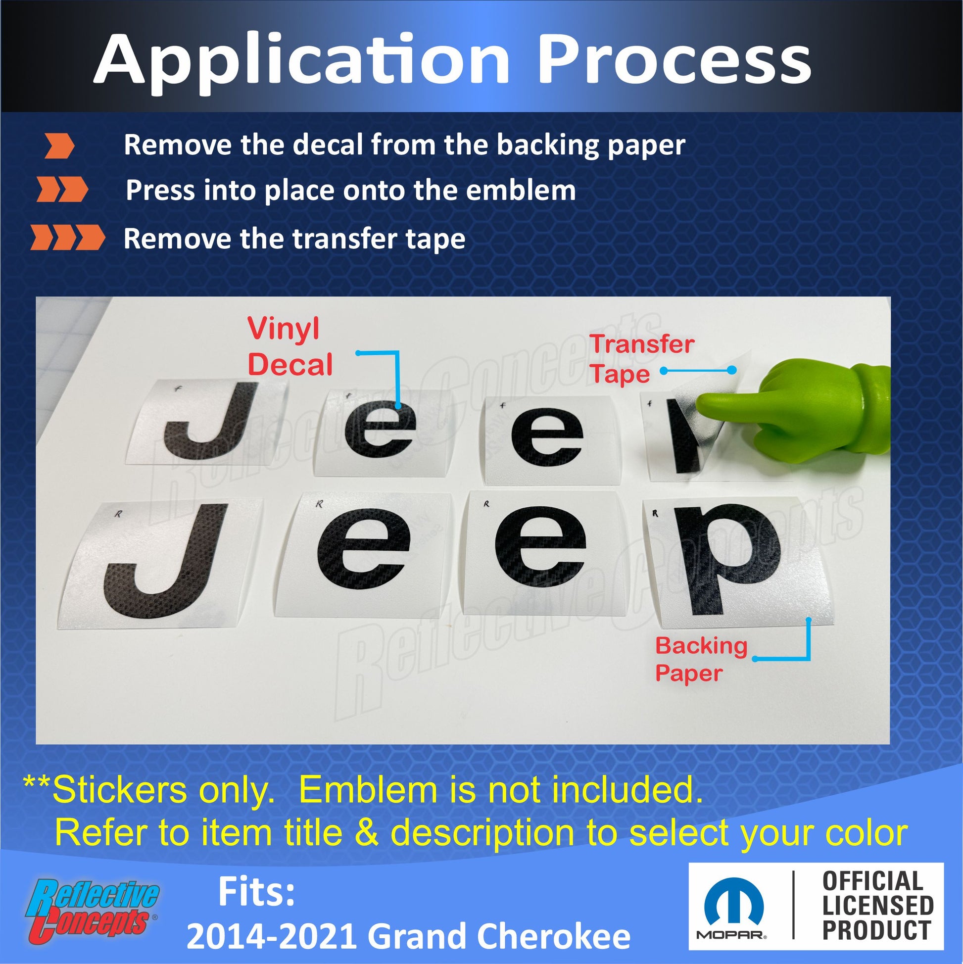 Jeep Emblem Overlay Decals   - 2014-2021 Grand Cherokee - JeepGC14:Jeep-B-01-JeepGC14:Jeep-B-35-JeepGC14:Jeep-B-69-JeepGC14:Jeep-B-03-JeepGC14:Jeep-B-37-  DRIVEN - 2