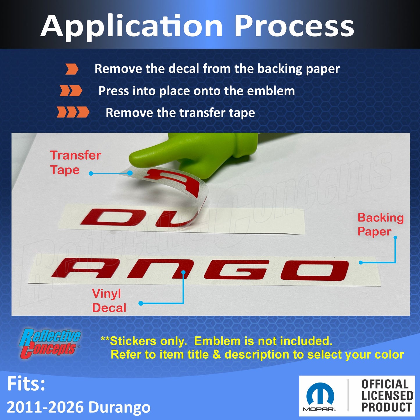 DURANGO Emblem Overlay Decal - 11-26 Durango - Durango1120-B-01-Durango1120-B-02-Durango1120-B-03-Durango1120-B-04-Durango1120-B-05-  DRIVEN - 2