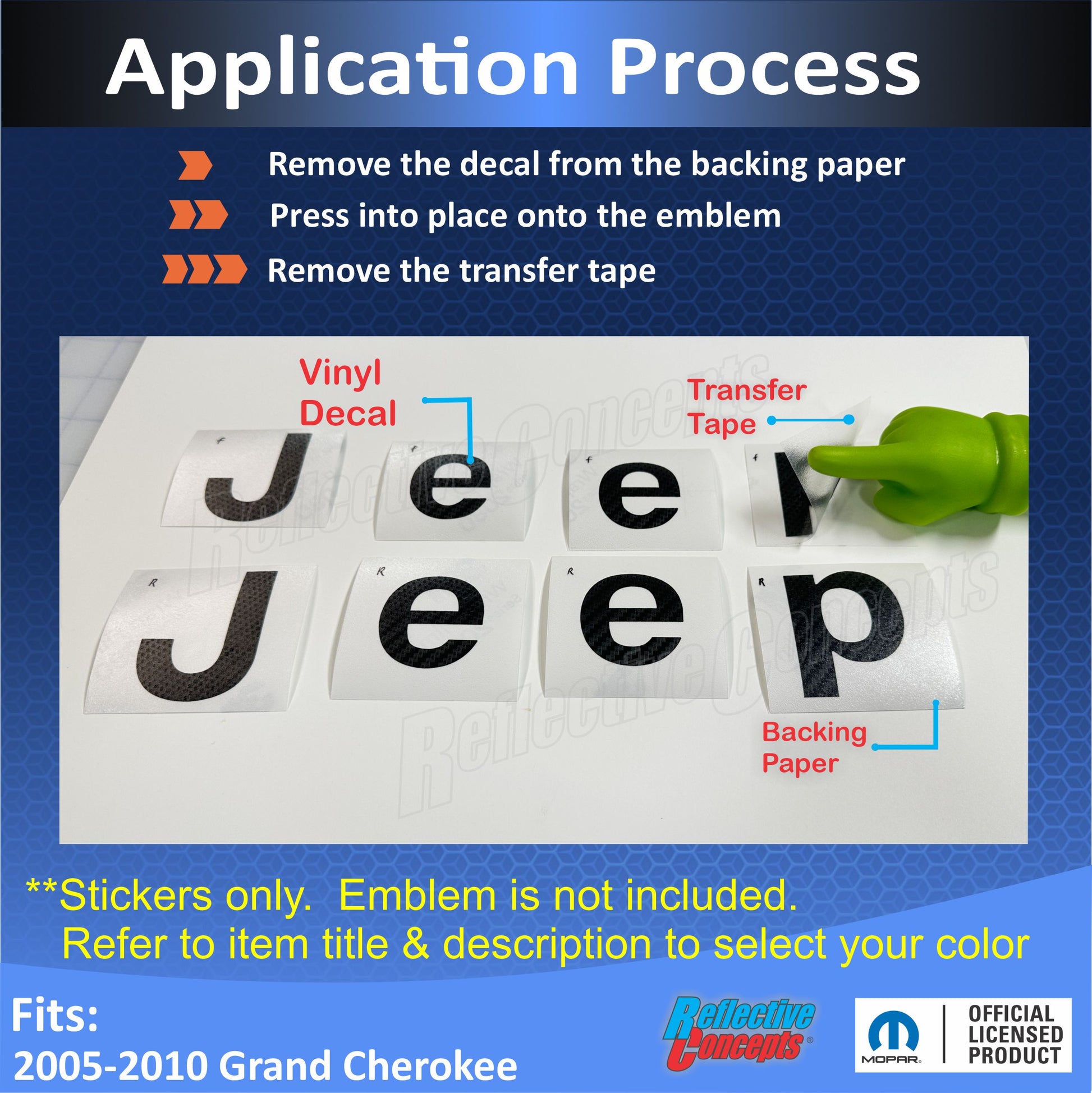 Jeep Emblem Overlay Decals   - 2005-2010 Grand Cherokee - JeepGC0510:Jeep-B-01-JeepGC0510:Jeep-B-35-JeepGC0510:Jeep-B-69-JeepGC0510:Jeep-B-03-JeepGC0510:Jeep-B-37-  DRIVEN - 2