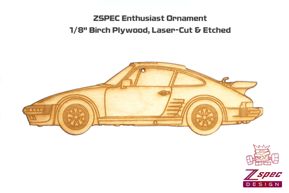 ZSPEC Laser-Engraved Birch Ornament, Style: Porsche 911 / 935, ~5-inch Wide - ZSD-189180-  DRIVEN - 2