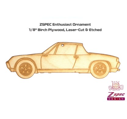 ZSPEC Laser-Engraved Birch Ornament, Style: Porsche 914, ~5-inch Wide - ZSD-758546-  DRIVEN - 3