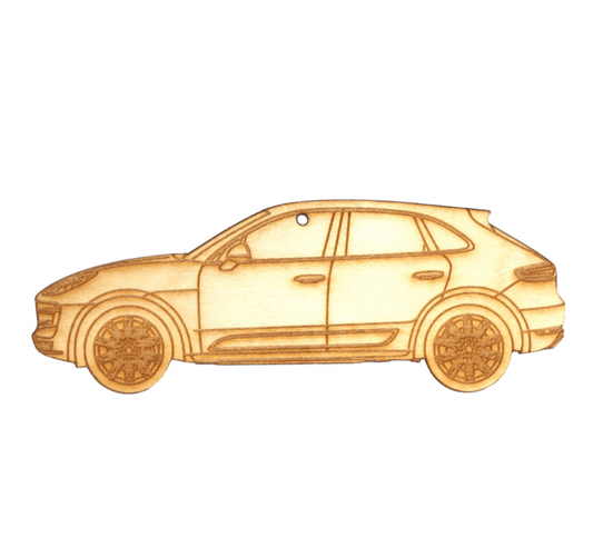 ZSPEC Laser-Engraved Birch Ornament, Style: Porsche Cayenne S, ~5-inch Wide - ZSD-004384-  DRIVEN - 1