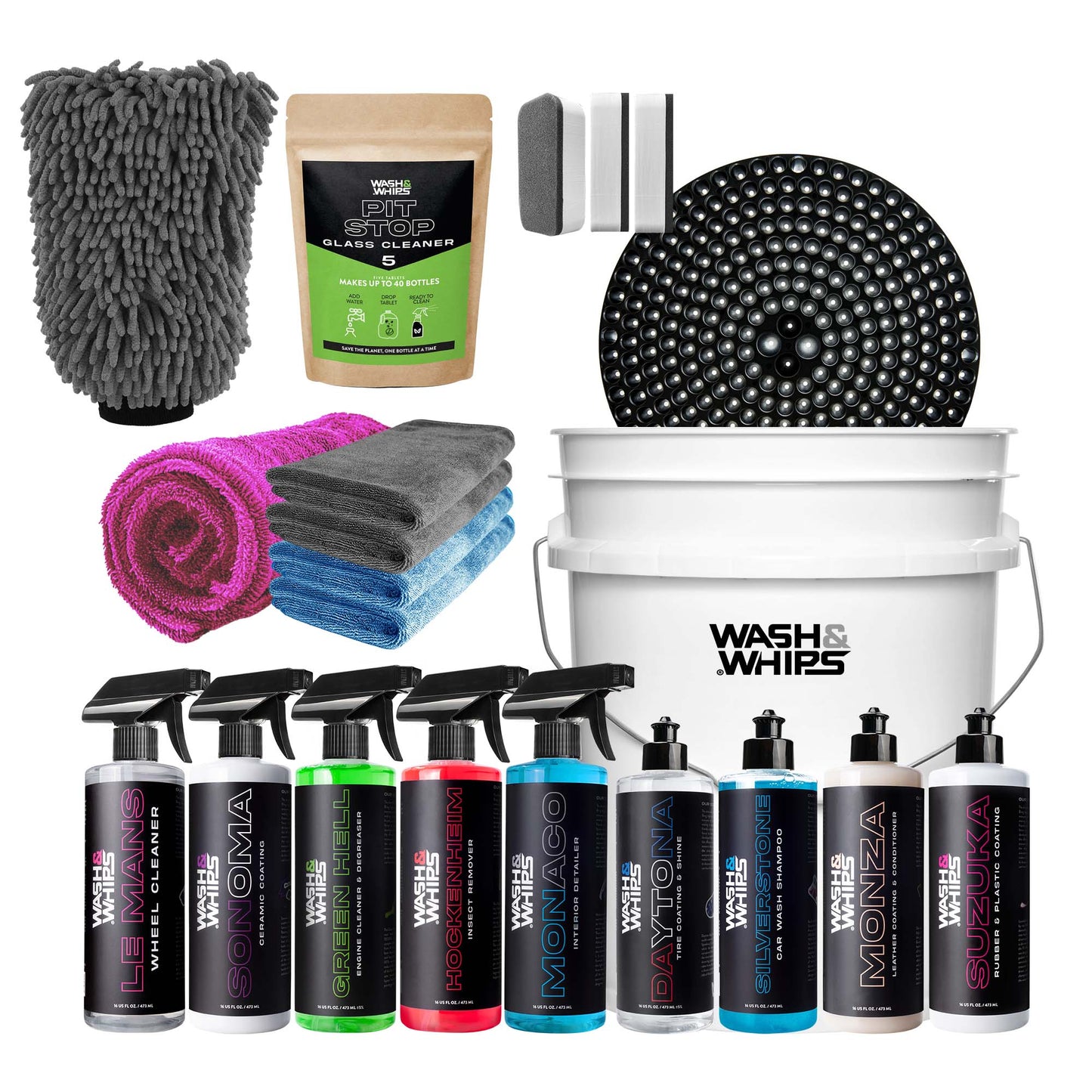 WASH&WHIPS | Quick Detailing Pro Kit for Auto Detailing - 16-Piece Complete Car Care Set - MFH090-F-  DRIVEN - 1