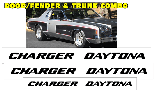 1975-77 Dodge Charger Daytona SE - CHARGER DAYTONA - Fender/Door Trunk Decal Set - sku-50912709443716-sku-50912709476484-  DRIVEN - 1
