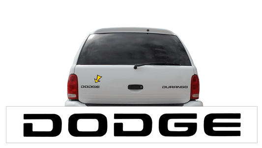 2001-03 Dodge DURANGO - Door / Lift Gate DODGE Name Decal - 1" Tall x 9" Long - QG-CDDU-0103-858-BK-1-QG-CDDU-0103-858-BK-2-  DRIVEN - 1