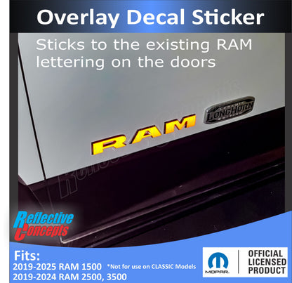 RAM Door Emblem Overlay Decals   - 2019-2026 Ram - Ram19:RAM-B-RBK-Ram19:RAM-B-03-Ram19:RAM-B-02-Ram19:RAM-B-04-Ram19:RAM-B-05-  DRIVEN - 3