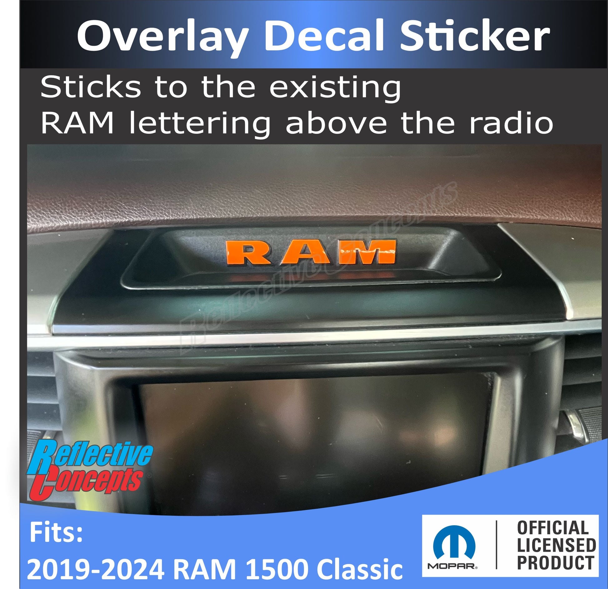 RAM Upper Dash Bezel Overlay Decal  Sticker - 19-24 Ram 1500 Classic - RamClassic:Ram-bezel-01-RamClassic:Ram-bezel-03-RamClassic:Ram-bezel-02-RamClassic:Ram-bezel-04-RamClassic:Ram-bezel-05-  DRIVEN - 5