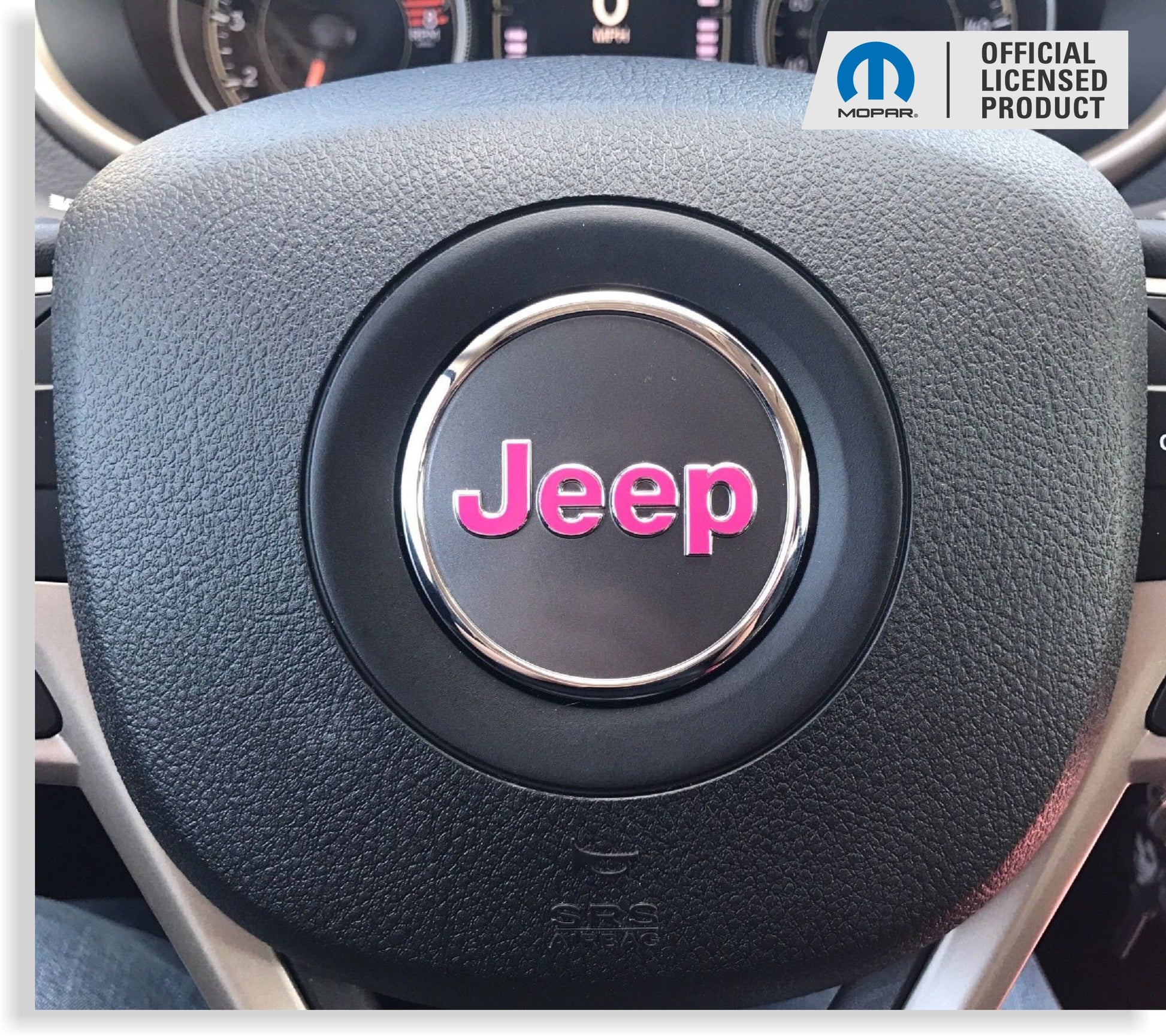 Steering Wheel Emblem Overlay Decal   - 14-23 Cherokee - Jeep-SWO:Cherokee-01-Jeep-SWO:Cherokee-02-Jeep-SWO:Cherokee-03-Jeep-SWO:Cherokee-04-Jeep-SWO:Cherokee-05-  DRIVEN - 1