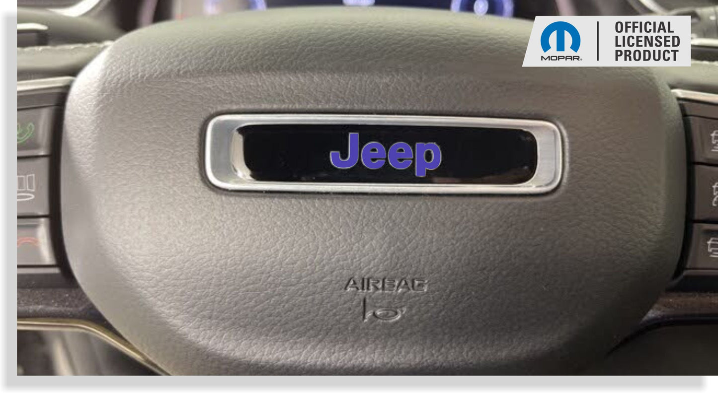 Steering Wheel Emblem Overlay Decal   - 2022-2025 Grand Cherokee - Jeep-SWO:GCL-01-Jeep-SWO:GCL-03-Jeep-SWO:GCL-02-Jeep-SWO:GCL-04-Jeep-SWO:GCL-05-  DRIVEN - 1