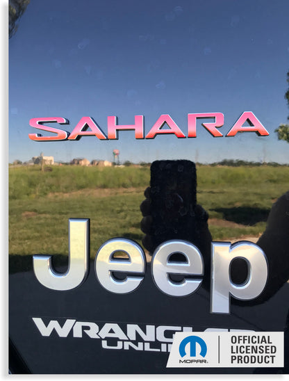 SAHARA Fender Emblem Overlay Decals  - 2018-2024 Wrangler JL Sahara - JeepWrangler18:Sahara-B-01-JeepWrangler18:Sahara-B-02-JeepWrangler18:Sahara-B-03-JeepWrangler18:Sahara-B-04-JeepWrangler18:Sahara-B-05-  DRIVEN - 7