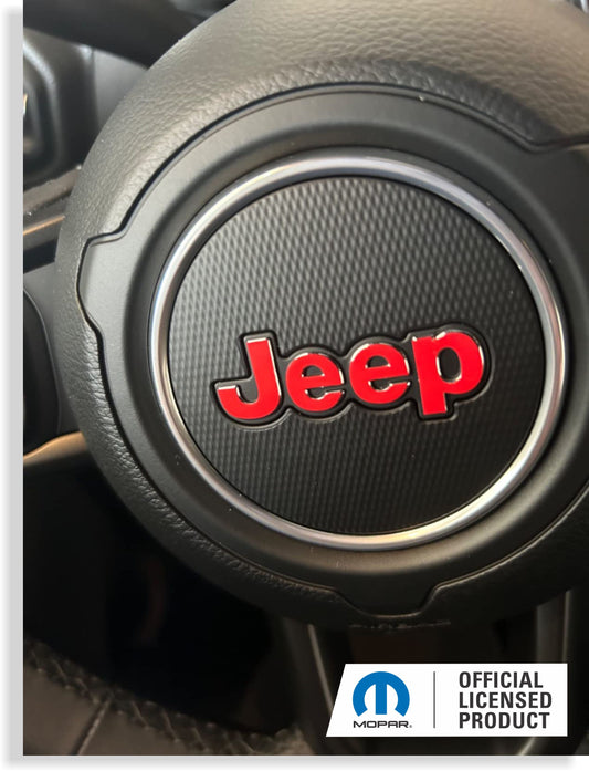 JEEP Steering Wheel Emblem Overlay Decal   - 18-26 Wrangler JL - JeepWrangler18:SWO-01-JeepWrangler18:SWO-02-JeepWrangler18:SWO-03-JeepWrangler18:SWO-04-JeepWrangler18:SWO-05-  DRIVEN - 1