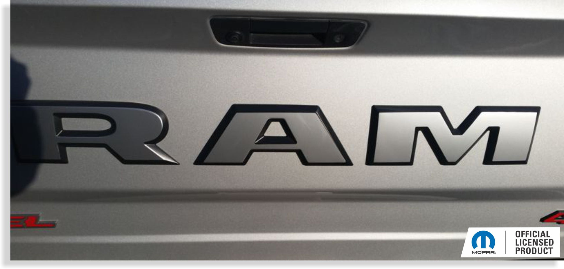 RAM Tailgate Emblem Overlay Decal   - 2015-2018 Ram Rebel - Ram:REBEL15-Rear-01-Ram:REBEL15-Rear-03-Ram:REBEL15-Rear-02-Ram:REBEL15-Rear-04-Ram:REBEL15-Rear-05-  DRIVEN - 4