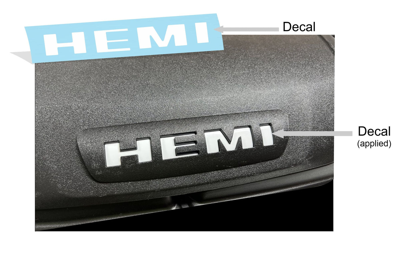 HEMI Air Cleaner Resonator Lettering Inlay Decal - Durango R/T - sku-44808427405499-sku-44808427438267-sku-44808427471035-sku-44808427503803-sku-44808427536571-  DRIVEN - 3