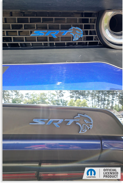 SRT Front and Rear Emblem Overlay Decals - 18-23 Challenger SRT Hellcat - sku-44665709134011-sku-44665709166779-sku-44665709199547-sku-44665709232315-sku-44665709265083-  DRIVEN - 1