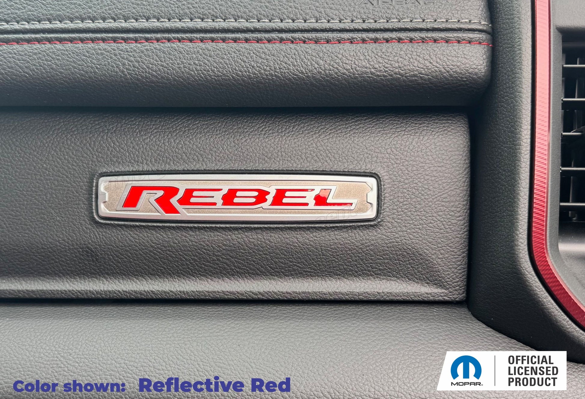 REBEL Glove Box Inlay Decal  - 2019-2025 Ram 1500 Rebel - Ram19:Rebel-GB-01-Ram19:Rebel-GB-03-Ram19:Rebel-GB-02-Ram19:Rebel-GB-04-Ram19:Rebel-GB-05-  DRIVEN - 1
