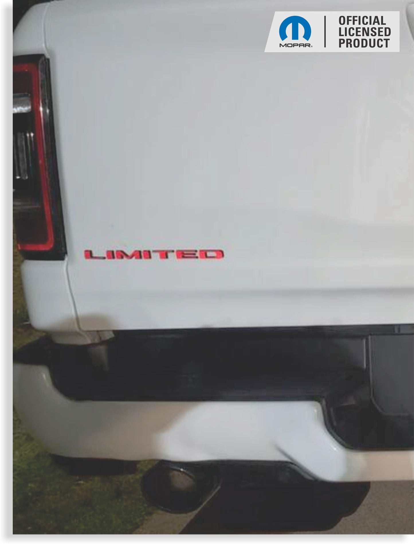 LIMITED Tailgate Emblem Overlay Decal - 2019-2026 Ram Limited 1500 - sku-42869684273339-sku-42869684306107-sku-42869684338875-sku-42869684371643-sku-42869684404411-  DRIVEN - 1
