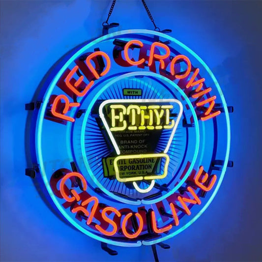 Red Crown Ethyl Gasoline Neon Signs - MA084-18 inches-MA084-24 inches-  DRIVEN - 2