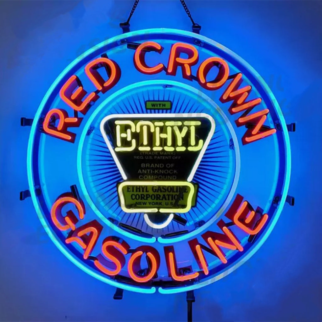Red Crown Ethyl Gasoline Neon Signs - MA084-18 inches-MA084-24 inches-  DRIVEN - 1