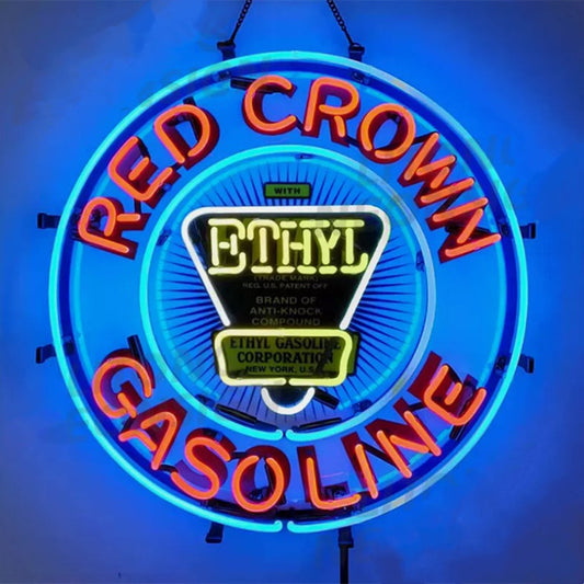 Red Crown Ethyl Gasoline Neon Signs - MA084-18 inches-MA084-24 inches-  DRIVEN - 1
